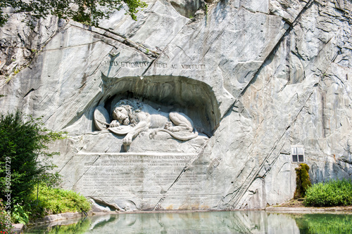 The Lion Monument in Lucerne in Switzerland. It commemorates the Swiss Guards who were massacred in 1792 during the French Revolution