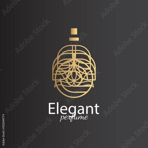 Luxury Perfume perfumery logo design vector illustration can be used for cosmetics spray beauty fragrance business eps 10