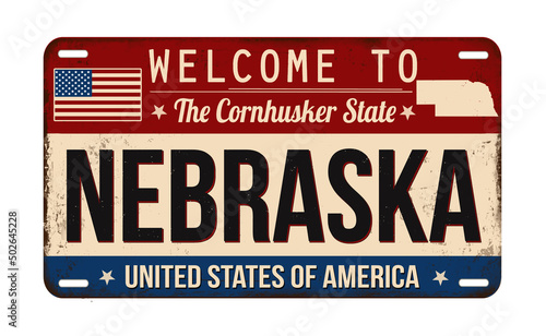 Welcome to Nebraska vintage rusty license plate