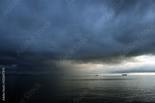 Stormy clouds over the sea in the gulf of Trieste, Friuli Venezia-Giulia, Italy