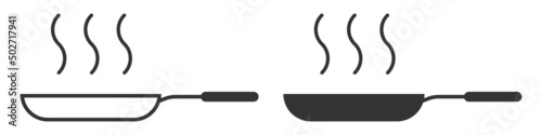 Frying pan icon. Frypan symbol. Sign skillet vector.