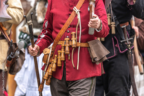 Close-up of medieval larp cosplay costumes 