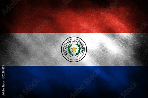 The flag of Paraguay on a retro background