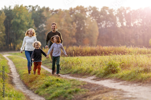 Young family having fun outdoors 