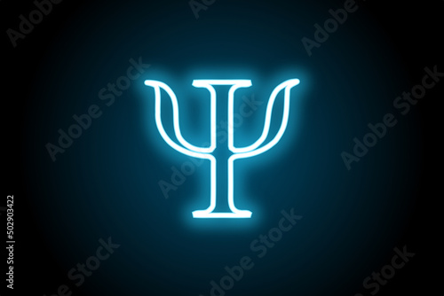 Neon Psi greek alphabet letter sign symbol