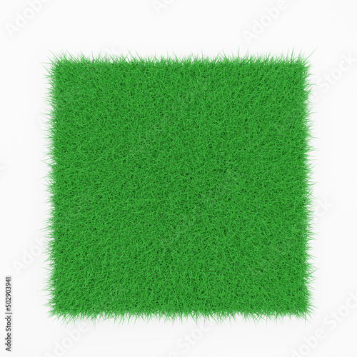 Green lawn isolated on a white background. 3d rendering.