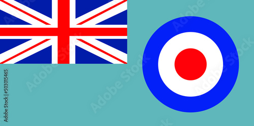 Royal Air Force flag vector illustration. RAF flag badge symbol. UK military seal. Combat aircraft banner of Great Britain. British WW2 airplane memories.