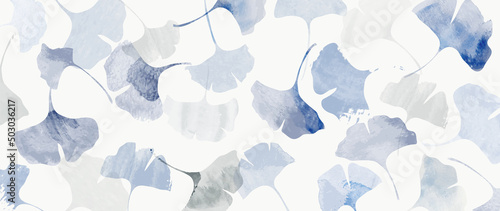 Abstract foliage in pattern vector background. Botanical wallpaper design with blue ginkgo leaves in watercolor texture. Spring leaf illustration suitable for fabric, prints, cover.
