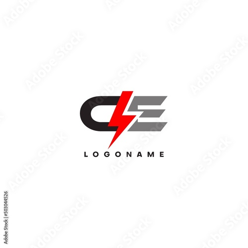 Letter CE logo combined with lightning icon shape