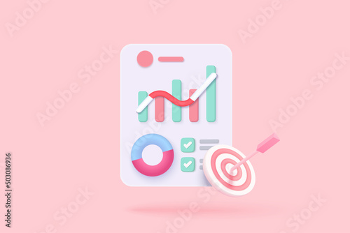 Leadership for successful new idea. Excellent business graph on background. under creative solution concept in 3D vector render on white background. 3d goal for business, bank, finance, investment