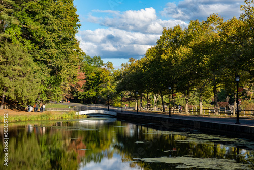 Beautiful nature view with a clear lake in Forest Park Springfield, Massachusetts