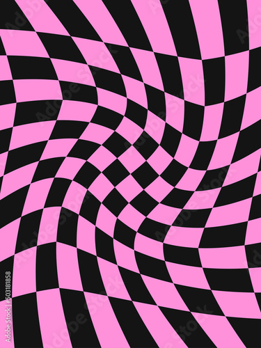 Emo subculture background. Black and bright pink cage , optical illusion. Vector illustration pattern