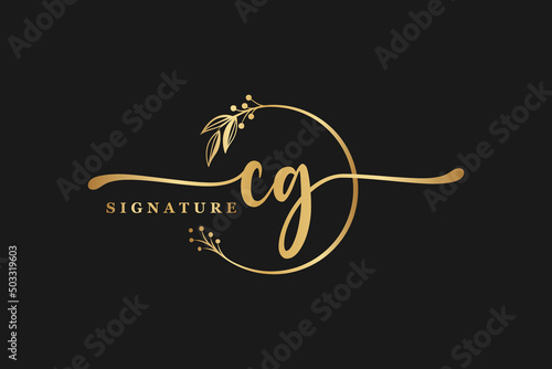 luxury signature initial cg logo design. Handwriting vector logo design illustration image