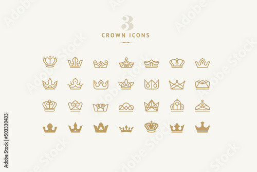 Set of crown icons. Vector illustrations for graphic design, website and app design and development, marketing and social media.