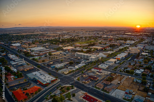 Aerial View of Lancaster, California at Sunrise