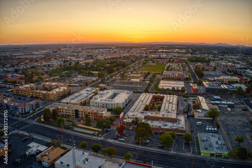 Aerial View of Lancaster, California at Sunrise