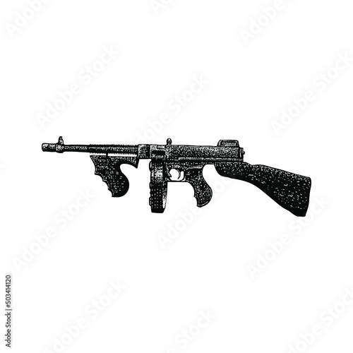 thompson submachine gun illustration isolated on background 