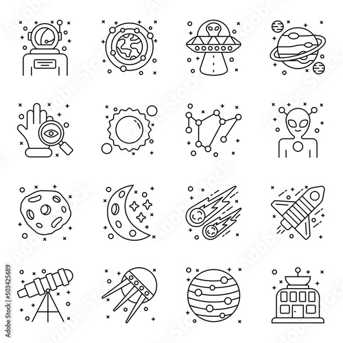 Set of Astronomy Linear Icons