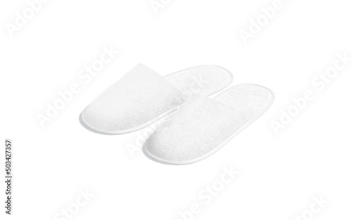 Blank white home slippers mockup, side view