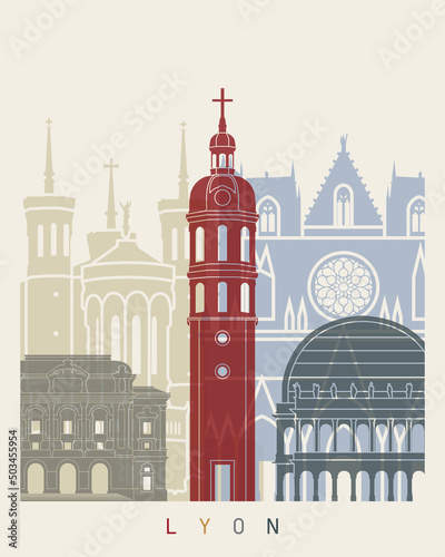 Lyon skyline poster