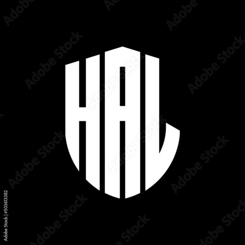 HAL letter logo design. HAL modern letter logo with black background. HAL creative letter logo. simple and modern letter logo. vector logo modern alphabet font overlap style. Initial letters HAL 