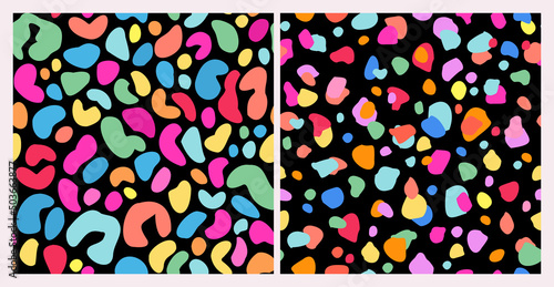 Colorful organic spots, dots, blobs, cut outs seamless pattern