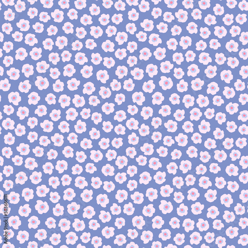 Abstract floral seamless pattern in retro style. Simple surface design with abstract small flowers.