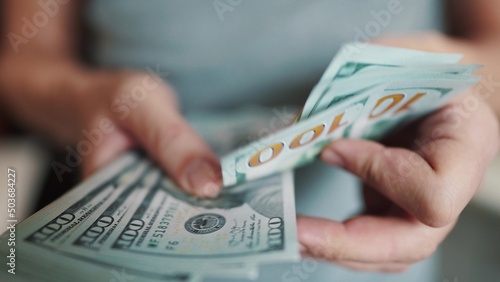 dollar money. bankrupt man counting money cash. business crisis finance dollar lifestyle concept. close-up of a hand counting paper dollars. exchange finance economy dollar usd