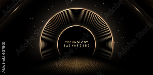 tunnel of lights in the dark radial golden lines for signs corporate, advertisement business, social media post, billboard agency advertising, ads campaign, motion video, landing page, website header