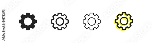 Black settings icon. Cogwheel symbol. Gear wheel vector linear icon for use in any purpose.