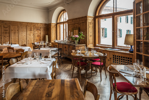 Rural restaurant interior.