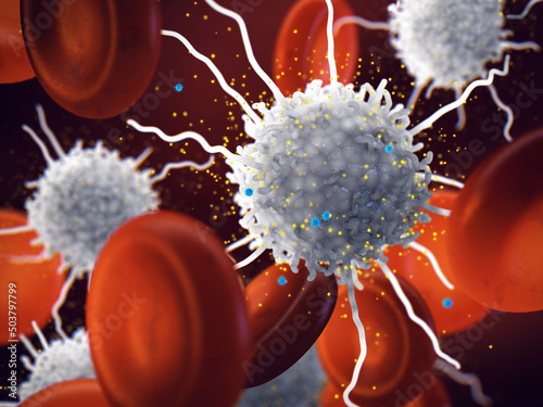 Macrophage releasing cytokines as a part of the body immune response to viral infection. A cytokine storm is the overproduction of cytokines which can lead to organ failure or even death