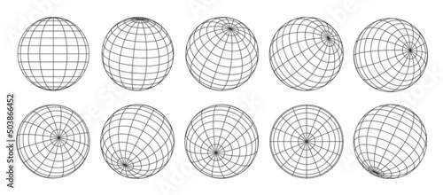 3d globe grid, planet sphere and ball wireframe. Vector Earth globe surface with discrete global grid or mosaic of longitude and latitude meridians and parallels, isolated world map wire frame net