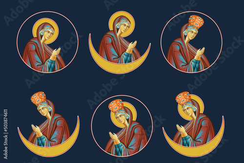Saint Maria. Illustration set in Byzantine style
