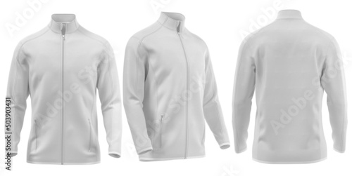 White Jacket fleece mockup, design presentation for print, 3d illustration, 3d rendering