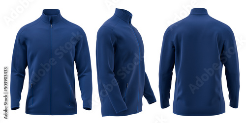 Navy Jacket fleece mockup, design presentation for print, 3d illustration, 3d rendering