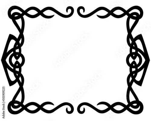 Celtic style horizontal frame - vector silhouette template. Frame for text or images in the form of a Celtic ornament.