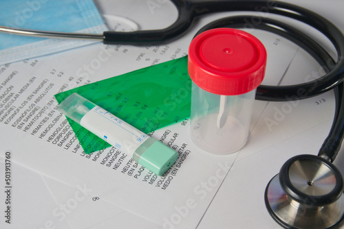 Close-up of a fecal occult blood test kit used to detect bleeding in the digestive tract