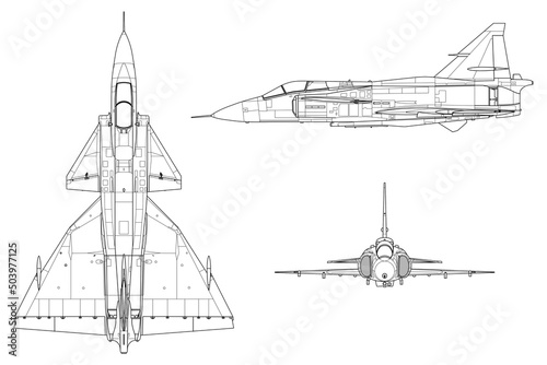 Avión de combate con ala delta y planos canard JA 37