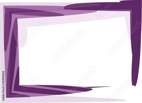 Marco rectangular irregular en tonos violetas o morados sobre fondo blanco