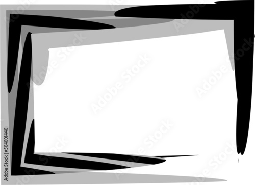 Marco rectangular irregular en negro y grises sobre fondo blanco