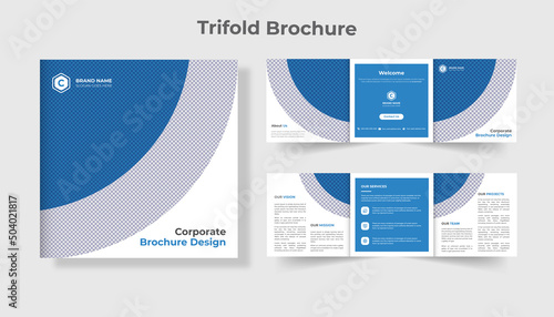 Square marketing promotional modern corporate business trifold brochure design template 