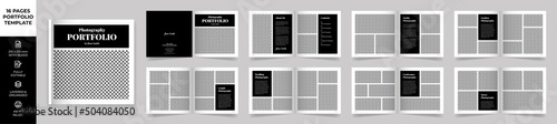 Square Multipurpose Modern Portfolio Design Template, Black Portfolio Brochure Layout, Photography Portfolio Editorial Template, Minimal Magazine Design, Fashion and Look Book Portfolio, Photo Book