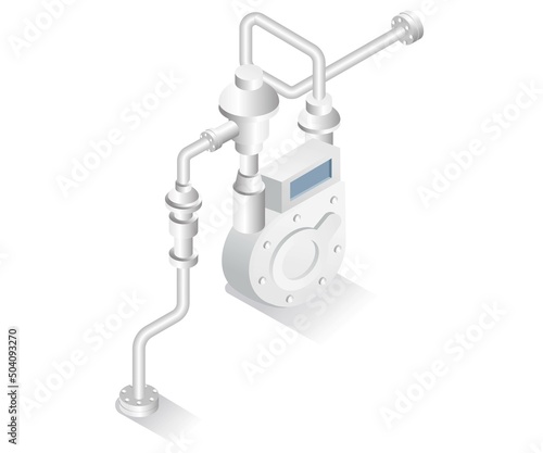 Isometric design concept illustration. LPG gas pipe regulator