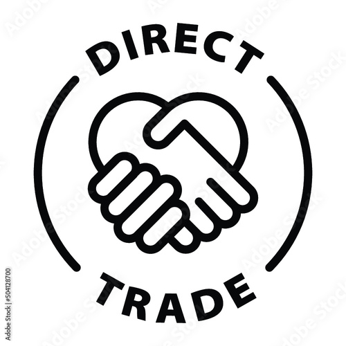 direct trade hands black outline badge icon label isolated vector on transparent background