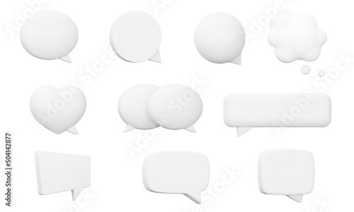 speech bubbles set. speak bubble, chatting box. Isolated 3d object on a transparent background