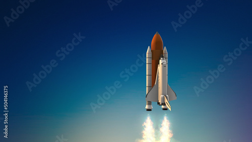 Space shuttle Launch System. Rocket Takeoff. 