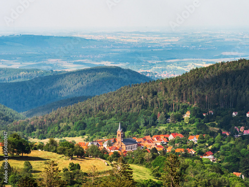 Panoramic Landscape of Alsace. The Vosges mountains
