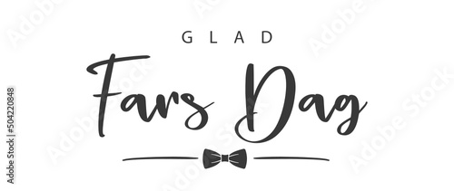 Glad fars dag, swedish text. Happy father's Day. Text and bow tie. Vector