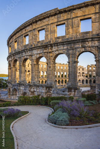 View to Roman ruins in Pula